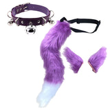 Maxbell Faux Ears and Tail Set Cosplay Costume for Halloween Performance Gift Violet