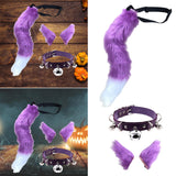 Maxbell Faux Ears and Tail Set Cosplay Costume for Halloween Performance Gift Violet