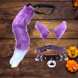 Maxbell Faux Ears and Tail Set Cosplay Costume for Halloween Performance Gift Violet