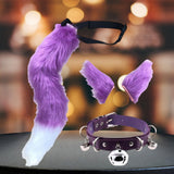 Maxbell Faux Ears and Tail Set Cosplay Costume for Halloween Performance Gift Violet