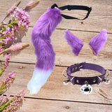 Maxbell Faux Ears and Tail Set Cosplay Costume for Halloween Performance Gift Violet
