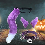 Maxbell Faux Ears and Tail Set Cosplay Costume for Halloween Performance Gift Violet