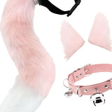 Maxbell Faux Ears and Tail Set Cosplay Costume for Halloween Performance Gift Pink