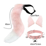 Maxbell Faux Ears and Tail Set Cosplay Costume for Halloween Performance Gift Pink