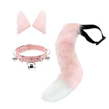 Maxbell Faux Ears and Tail Set Cosplay Costume for Halloween Performance Gift Pink