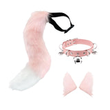 Maxbell Faux Ears and Tail Set Cosplay Costume for Halloween Performance Gift Pink