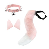 Maxbell Faux Ears and Tail Set Cosplay Costume for Halloween Performance Gift Pink