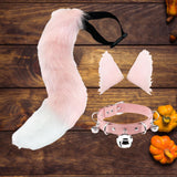 Maxbell Faux Ears and Tail Set Cosplay Costume for Halloween Performance Gift Pink