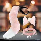 Maxbell Faux Ears and Tail Set Cosplay Costume for Halloween Performance Gift Pink