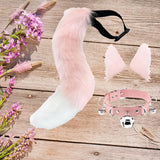 Maxbell Faux Ears and Tail Set Cosplay Costume for Halloween Performance Gift Pink