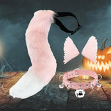 Maxbell Faux Ears and Tail Set Cosplay Costume for Halloween Performance Gift Pink