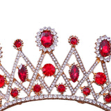 Maxbell Rhinestone Tiara Wedding Bride Headpieces Dress up Alloy Bling Bridal Crown Red