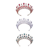 Maxbell Rhinestone Tiara Wedding Bride Headpieces Dress up Alloy Bling Bridal Crown Red