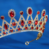 Maxbell Rhinestone Tiara Wedding Bride Headpieces Dress up Alloy Bling Bridal Crown Red