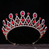 Maxbell Rhinestone Tiara Wedding Bride Headpieces Dress up Alloy Bling Bridal Crown Red