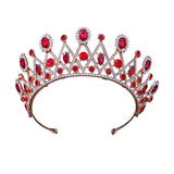 Maxbell Rhinestone Tiara Wedding Bride Headpieces Dress up Alloy Bling Bridal Crown Red