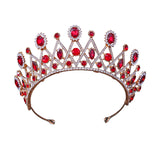 Maxbell Rhinestone Tiara Wedding Bride Headpieces Dress up Alloy Bling Bridal Crown Red