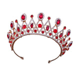 Maxbell Rhinestone Tiara Wedding Bride Headpieces Dress up Alloy Bling Bridal Crown Red