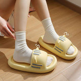 Maxbell Cartoon Cat Slippers Open Toe Summer for Cleaning Showering Swimming Pool Yellow 40-41