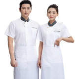 Maxbell Chef Coat Jacket Snap Button Overalls for Kitchen Culinary School Restaurant white L