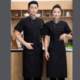 Maxbell Chef Coat Jacket Snap Button Overalls for Kitchen Culinary School Restaurant black 4XL