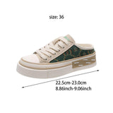 Maxbell Women Backless Slip On Mule Sneakers Breathable Fashion Canvas Shoes Loafers Green 22.5-23