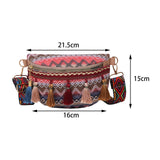 Maxbell Bohemian Fanny Pack Bag Fashionable with Tassels Chest Bag for Running Pink