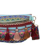 Maxbell Bohemian Fanny Pack Bag Fashionable with Tassels Chest Bag for Running Blue