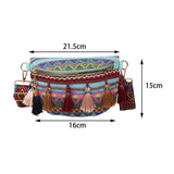 Maxbell Bohemian Fanny Pack Bag Fashionable with Tassels Chest Bag for Running Blue