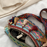 Maxbell Bohemian Fanny Pack Bag Fashionable with Tassels Chest Bag for Running Blue