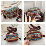 Maxbell Bohemian Fanny Pack Bag Fashionable with Tassels Chest Bag for Running Blue