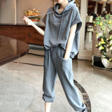 Maxbell Women Tracksuit Set 2 Piece Short Sleeve Sweatshirt and Long Pants Loungwear 2XL Gray