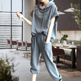 Maxbell Women Tracksuit Set 2 Piece Short Sleeve Sweatshirt and Long Pants Loungwear 2XL Gray