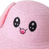 Maxbell Rabbit Ear Sunshade Straw Hat Trendy Fisherman Caps for Street Trips Outdoor Pink