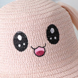 Maxbell Rabbit Ear Sunshade Straw Hat Trendy Fisherman Caps for Street Trips Outdoor Pink