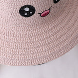 Maxbell Rabbit Ear Sunshade Straw Hat Trendy Fisherman Caps for Street Trips Outdoor Pink