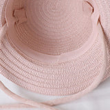 Maxbell Rabbit Ear Sunshade Straw Hat Trendy Fisherman Caps for Street Trips Outdoor Pink