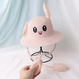 Maxbell Rabbit Ear Sunshade Straw Hat Trendy Fisherman Caps for Street Trips Outdoor Pink