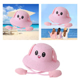 Maxbell Rabbit Ear Sunshade Straw Hat Trendy Fisherman Caps for Street Trips Outdoor Pink