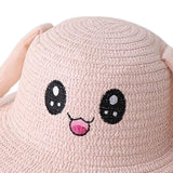 Maxbell Rabbit Ear Sunshade Straw Hat Trendy Fisherman Caps for Street Trips Outdoor Light Pink