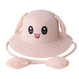 Maxbell Rabbit Ear Sunshade Straw Hat Trendy Fisherman Caps for Street Trips Outdoor Light Pink