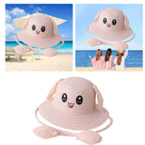 Maxbell Rabbit Ear Sunshade Straw Hat Trendy Fisherman Caps for Street Trips Outdoor Light Pink