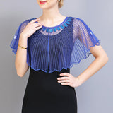 Maxbell Women Shawl Wrap Fashion Wedding Summer Formal Occasion Evening Evening Cape Blue