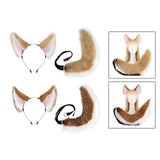Maxbell Ears and Long Tail Ear Costume Hair Hoop for Fancy Party Masquerade camel white