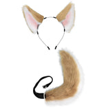 Maxbell Ears and Long Tail Ear Costume Hair Hoop for Fancy Party Masquerade camel white