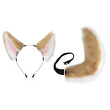 Maxbell Ears and Long Tail Ear Costume Hair Hoop for Fancy Party Masquerade camel white