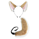 Maxbell Ears and Long Tail Ear Costume Hair Hoop for Fancy Party Masquerade camel white