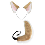 Maxbell Ears and Long Tail Ear Costume Hair Hoop for Fancy Party Masquerade camel white