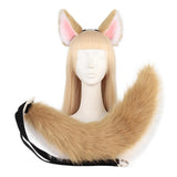 Maxbell Ears and Long Tail Ear Costume Hair Hoop for Fancy Party Masquerade camel white
