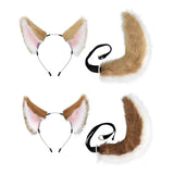 Maxbell Ears and Long Tail Ear Costume Hair Hoop for Fancy Party Masquerade camel white